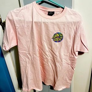 Santa Cruz Light Pink Short Sleeve T-shirt Colorful Logo